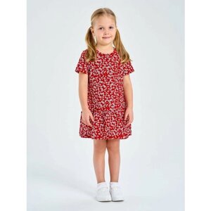 Платье Веселый Малыш, размер 98, красный, белый