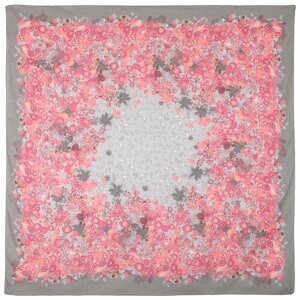 Платок Павловопосадская платочная мануфактура,115х115 см, розовый, серый