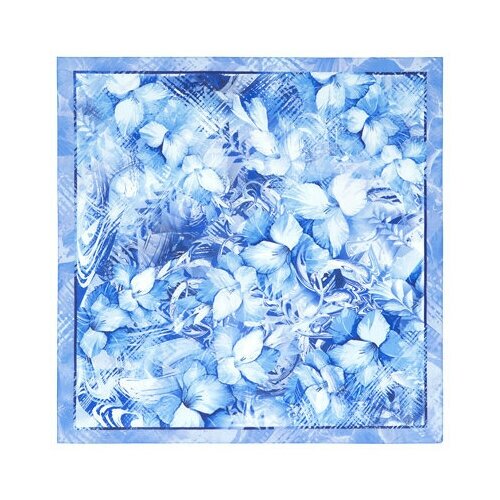 Платок Павловопосадская платочная мануфактура,65х65 см, синий, белый