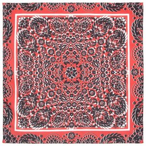 Платок Павловопосадская платочная мануфактура,70х70 см, черный, красный