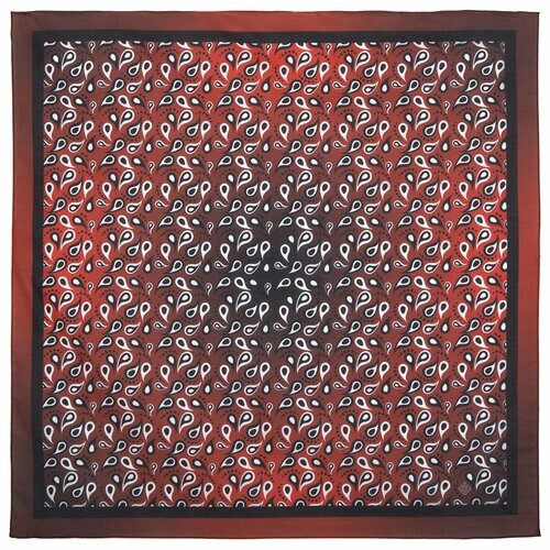 Платок Павловопосадская платочная мануфактура,70х70 см, коричневый, красный