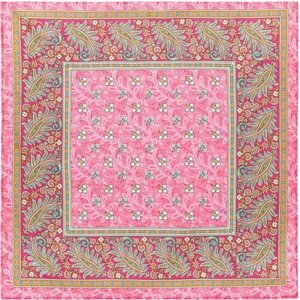 Платок Павловопосадская платочная мануфактура,80х80 см, розовый, зеленый