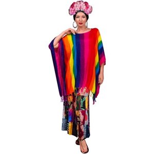 Пончо мексиканское/ традиционный костюм/ пончо радуга