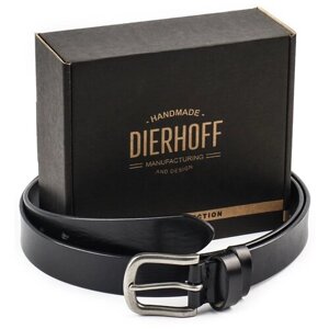Ремень Dierhoff, натуральная кожа, металл, подарочная упаковка, для мужчин, длина 130 см., черный