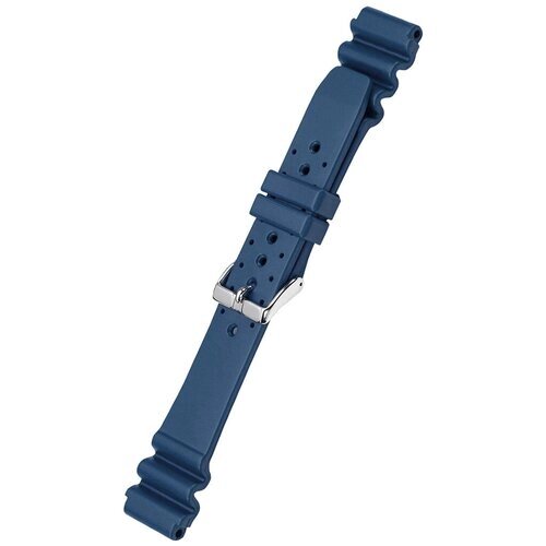 Ремешок Bonetto Cinturini, каучук, тиснение, матовая, перфорированная, гладкая фактура, застежка пряжка, водонепроницаемый, размер 18/16 M, синий