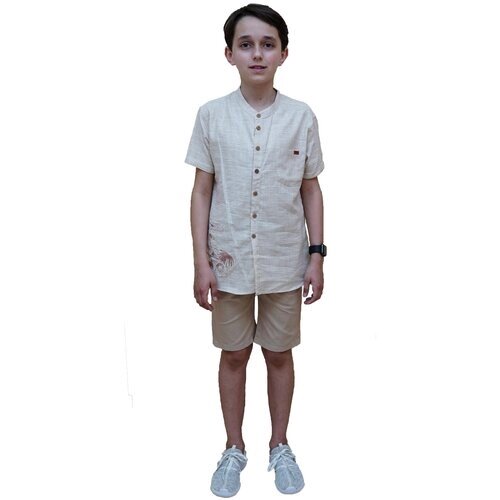 Рубашка и Шорты для мальчика, MDM MiDiMOD GOLD, размер 92, цвет бежевый