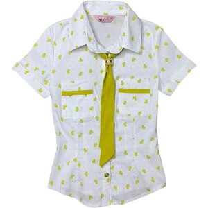 Рубашка Modelly, размер 128, зеленый, белый