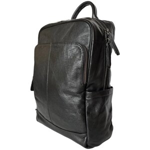 Рюкзак , натуральная кожа, отделение для ноутбука, вмещает А4, внутренний карман, черный