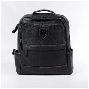 Рюкзак ZZNICK, натуральная кожа, отделение для ноутбука, вмещает А4, внутренний карман, складной, черный
