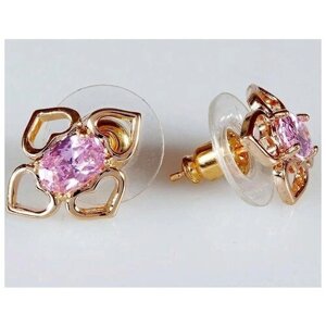 Серьги Lotus Jewelry, фианит, розовый