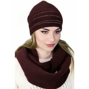 Шапка Lemmex Комплект "Элая" шарф, размер 57-58, бордовый
