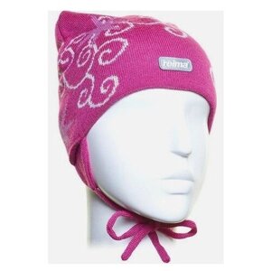 Шапка Reima для девочек зимняя, шерсть, помпон, размер 46, розовый