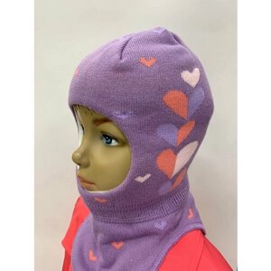 Шапка шлем , демисезон/зима, вязаная, размер 48/50, фиолетовый