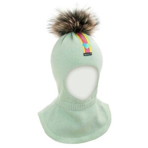 Шапка-шлем mialt для девочек зимняя, шерсть, размер 48-50, зеленый