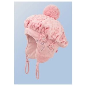 Шапка ушанка TuTu зимняя, с помпоном, подкладка, размер 48-50, розовый
