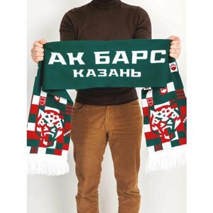 Шарф АК БАРС,150, 150*20, красный, белый