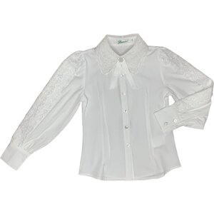 Школьная блуза DENIZ, размер 134, белый, бежевый