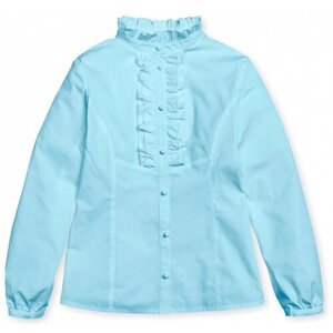 Школьная блуза Pelican, размер 11, голубой, бирюзовый