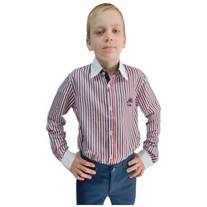 Школьная рубашка TUGI, размер 98, красный, синий