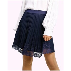 Школьная юбка-полусолнце miasin, плиссированная, с поясом на резинке, макси, размер 146, синий