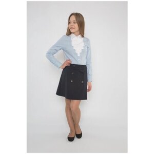 Школьная юбка с запахом Шалуны, миди, размер 36, 146, синий