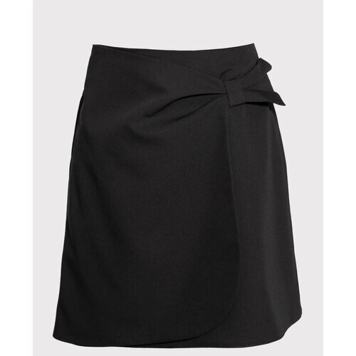 Школьная юбка с запахом SLY, с поясом на резинке, мини, размер 140, черный
