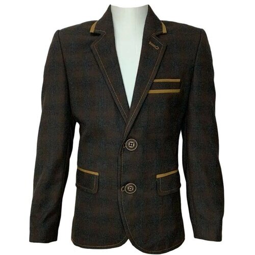 Школьный пиджак BULUT, карманы, размер 104, коричневый