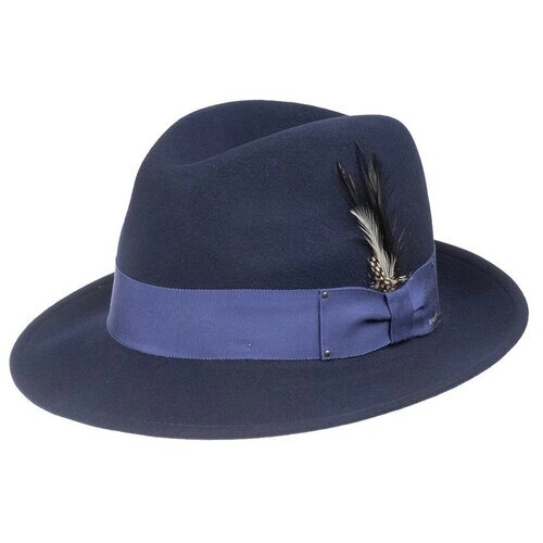 Шляпа федора Bailey, шерсть, утепленная, размер 59, синий