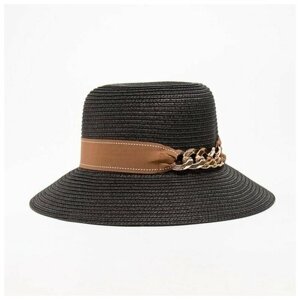 Шляпа Minaku, размер 58, черный, коричневый