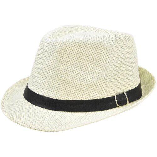 Шляпа , размер 58, бежевый, белый