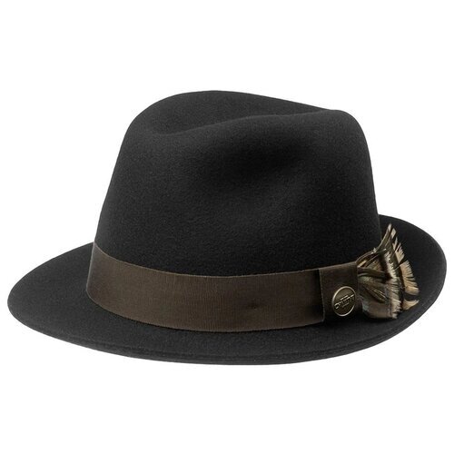 Шляпа трилби Christys, шерсть, утепленная, размер 55, черный