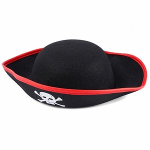 Шляпа, Веселый Пират, фетр, макси, Черный/Красный, 1 шт.
