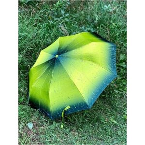 Смарт-зонт GALAXY OF UMBRELLAS, автомат, 3 сложения, купол 105 см., 9 спиц, чехол в комплекте, в подарочной упаковке, для женщин, зеленый