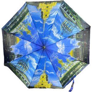 Смарт-зонт GALAXY OF UMBRELLAS, автомат, 3 сложения, купол 96 см., 8 спиц, чехол в комплекте, для женщин, зеленый