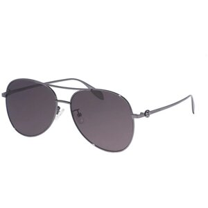 Солнцезащитные очки Alexander McQueen, авиаторы, оправа: металл, с защитой от УФ, серый
