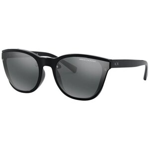 Солнцезащитные очки Armani Exchange, квадратные, оправа: пластик, зеркальные, с защитой от УФ, для женщин, черный