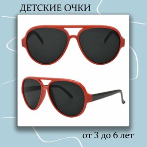 Солнцезащитные очки , авиаторы, оправа: пластик, красный