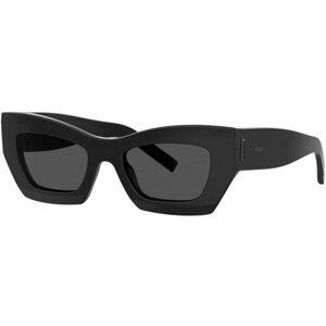 Солнцезащитные очки BOSS, кошачий глаз, оправа: пластик, с защитой от УФ, для женщин, черный