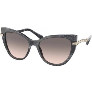 Солнцезащитные очки BVLGARI, кошачий глаз, оправа: пластик, градиентные, для женщин, серый