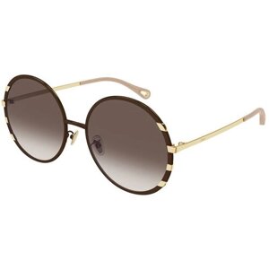Солнцезащитные очки Chloe, круглые, оправа: металл, градиентные, для женщин, коричневый