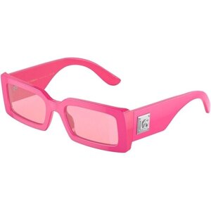 Солнцезащитные очки DOLCE & GABBANA, прямоугольные, оправа: пластик, зеркальные, для женщин, розовый