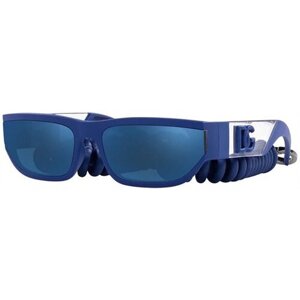 Солнцезащитные очки DOLCE & GABBANA, прямоугольные, оправа: пластик, зеркальные, синий