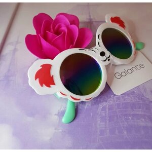 Солнцезащитные очки Galante, круглые, оправа: пластик, зеркальные, белый