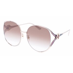 Солнцезащитные очки GUCCI, круглые, оправа: металл, градиентные, с защитой от УФ, для женщин, коричневый