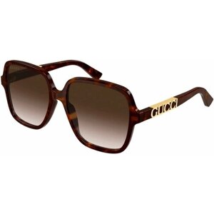Солнцезащитные очки GUCCI, квадратные, оправа: пластик, градиентные, для женщин, коричневый
