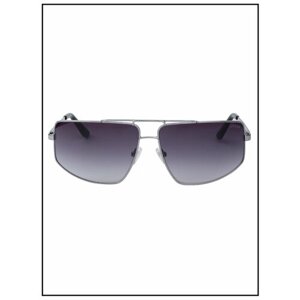 Солнцезащитные очки GUESS, прямоугольные, оправа: металл, с защитой от УФ, градиентные, для мужчин, серебряный