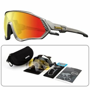 Солнцезащитные очки Kapvoe, спортивные, сменные линзы, поляризационные, серый