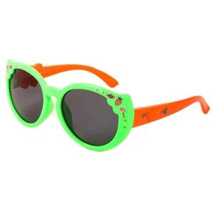 Солнцезащитные очки Keluona, круглые, оправа: пластик, чехол/футляр в комплекте, гибкая оправа/дужки, поляризационные, для девочек, оранжевый