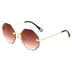 Солнцезащитные очки Keluona, панто, оправа: металл, для женщин, коричневый