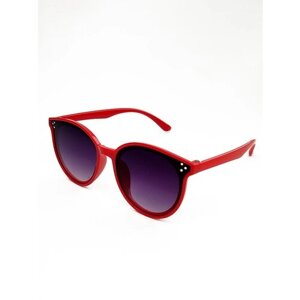 Солнцезащитные очки , кошачий глаз, со 100% защитой от УФ-лучей, для девочек, красный